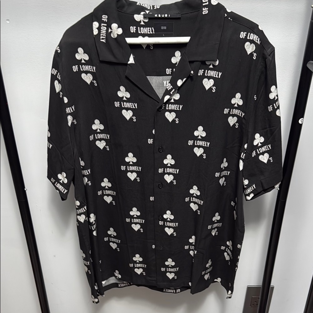 Black Graphic Button-Up Shirt